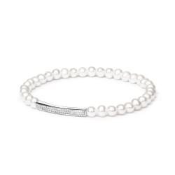 Bratara perle naturale albe si argint cu cristale zirconiu DiAmanti SK19222B_W-G (Argint 925‰ 1,1 g.)